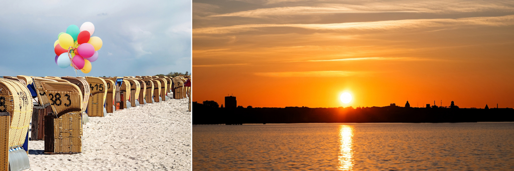Sonnenuntergang, Strandleben und Fotografie